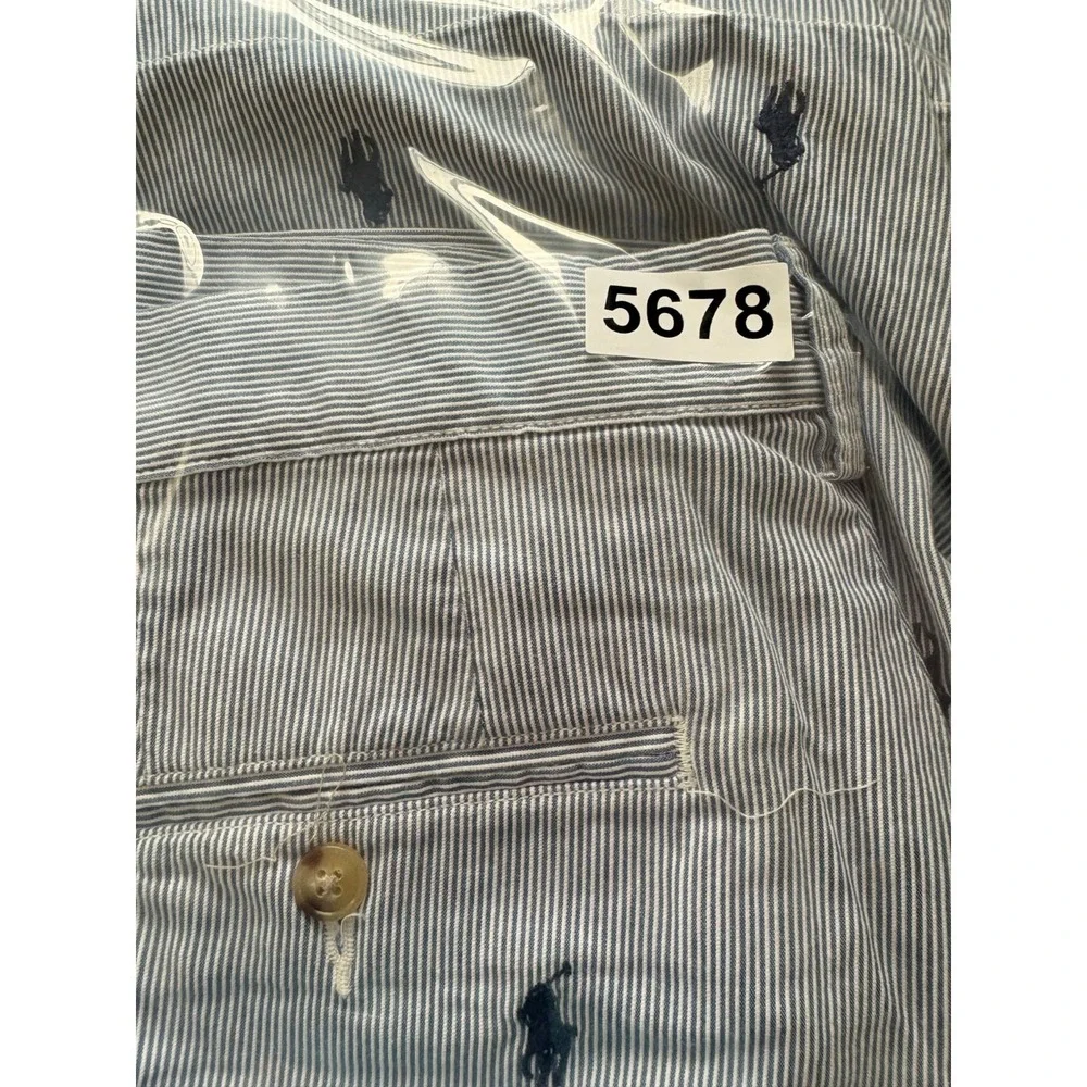 Polo Ralph Lauren Chino Shorts Mens 33x20 Gray‎ Pinstripe Embroidered Pony Logo